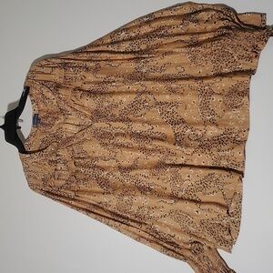 New WT Democracy Long Sleeve Cheetah Print V-neck Blouse size 3XL